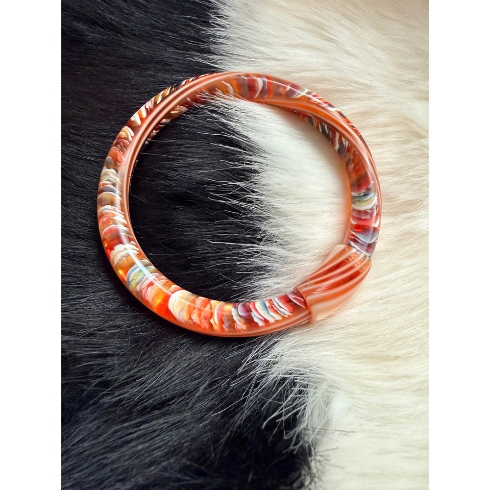 Lea Stein Paris Layered Knot Bead Bangle‎ Bracelet Mid Century RARE - Picture 2 of 8